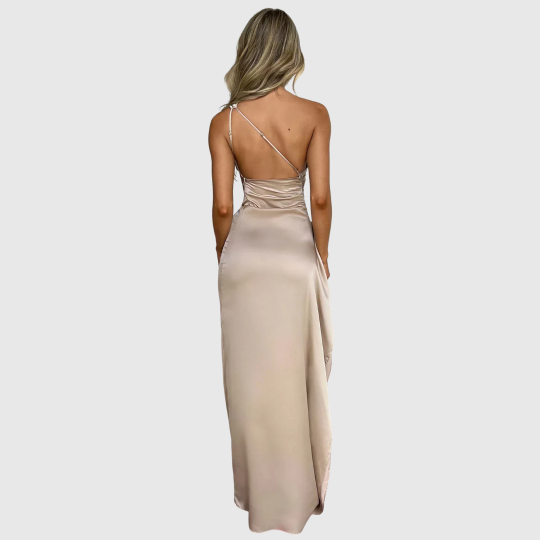 Araluen Drape Satin Evening Gown - Elena Harper