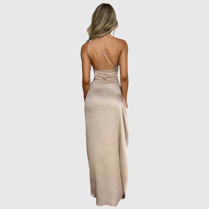 Araluen Drape Satin Evening Gown - Elena Harper