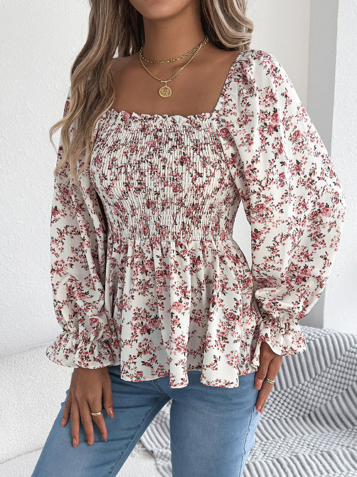 Benja - Elegant Floral Top with Ruffles