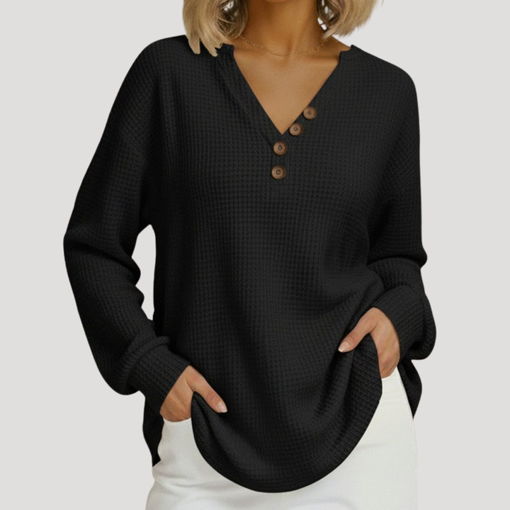 Textured V-Neck Pullover for Women