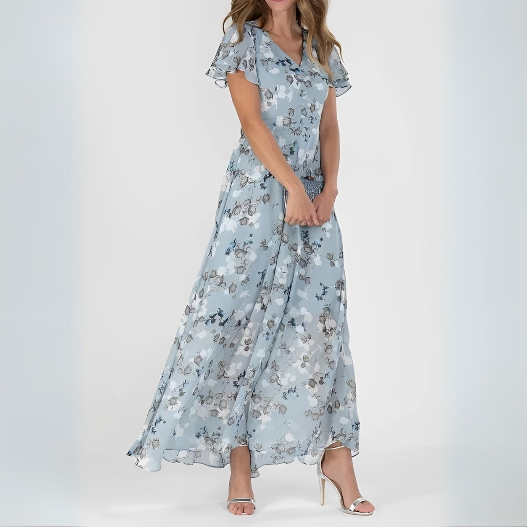 Lidia Long Floral Dress, view 2 - Elena Harper