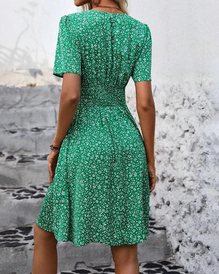 Dress Casual Short Sleeves, V-neck Perfect for Summer Evenings, view 2 - Elena Harper