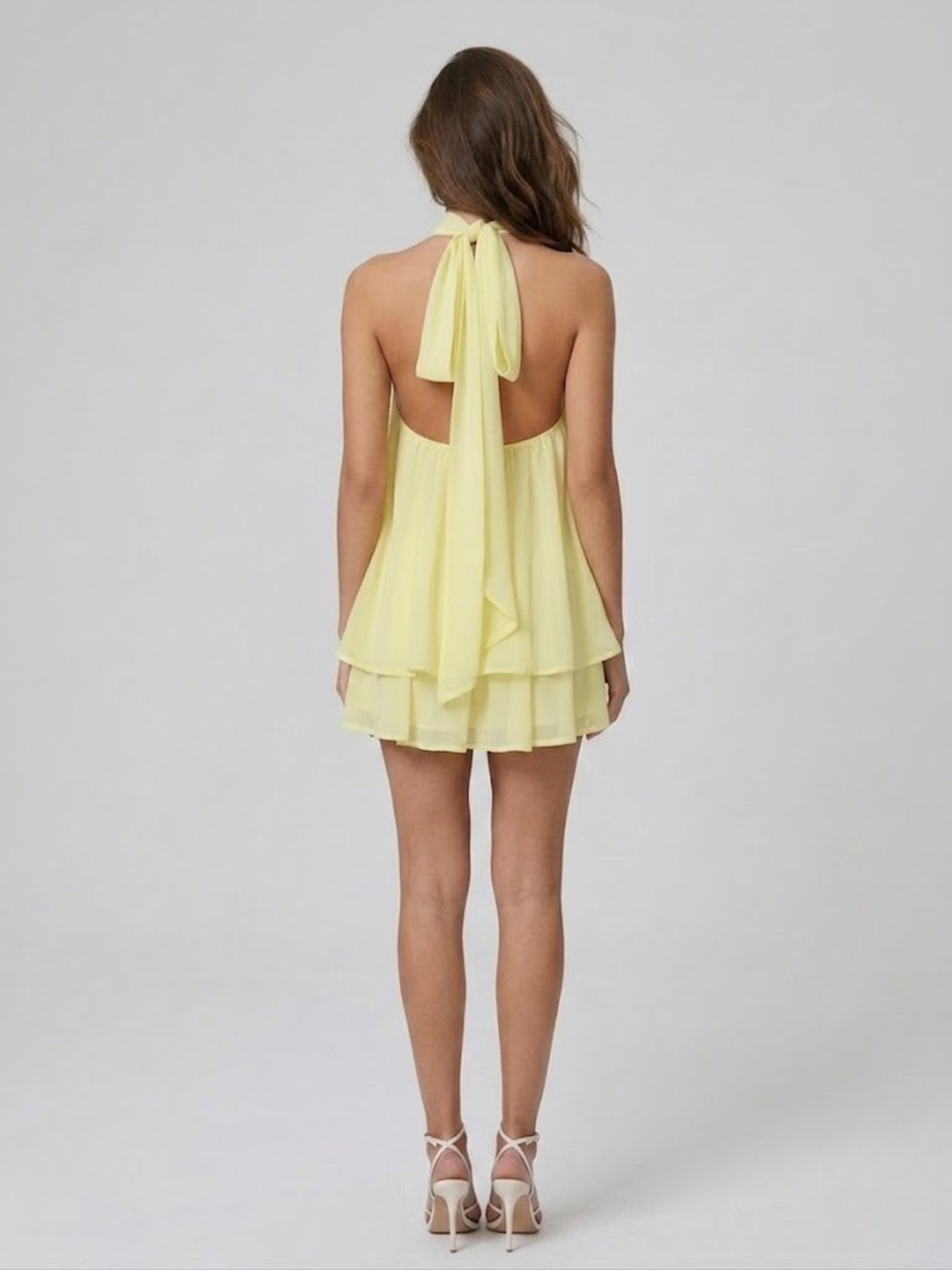 Short Women's Dress Backless Halter Neck – Ruffled Summer Dress