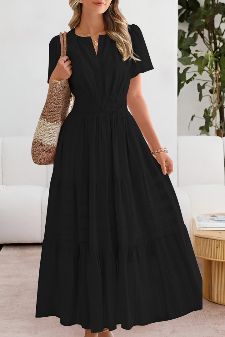 Freya Maxi Tiered Dress with Sunlit Charm, view 3 - Elena Harper
