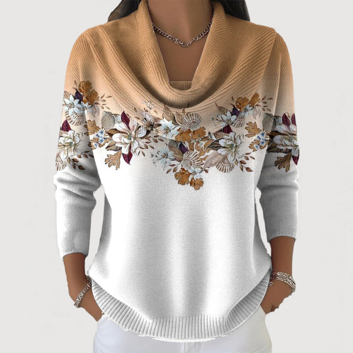 ALORA – Pullover with Floral Pattern and Cowl Neck