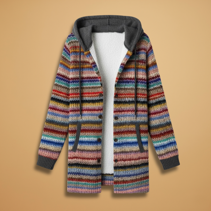 Women’s Knit Cardigan with Hood and Button Closure