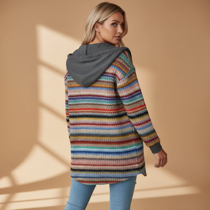 Women’s Knit Cardigan with Hood and Button Closure