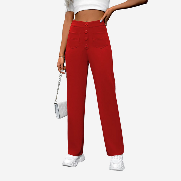 High-Waisted Straight-Leg Trousers for Women, view 5 - Elena Harper