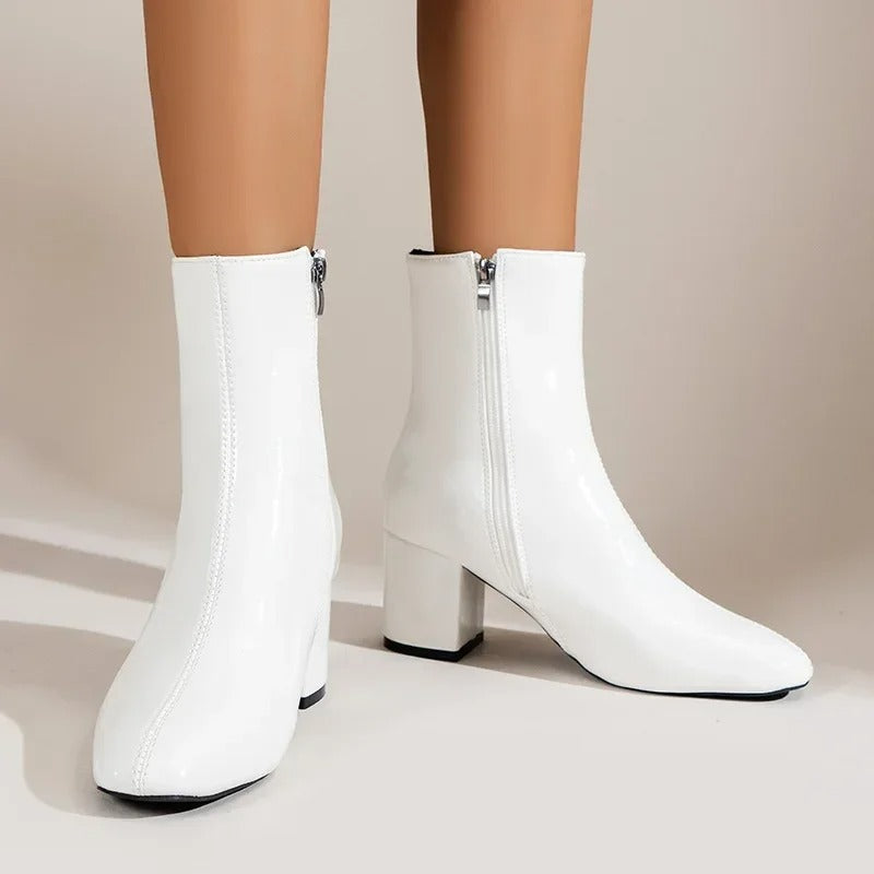 Women's Ankle Boots Minimalist Stable Heel with Zipper