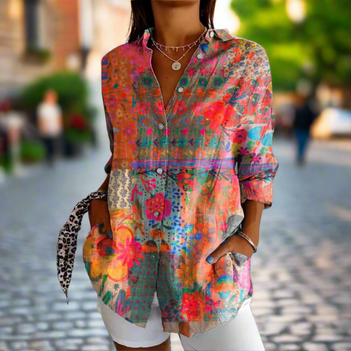 Gracelyn Premium Floral Blouse, view 2 - Elena Harper