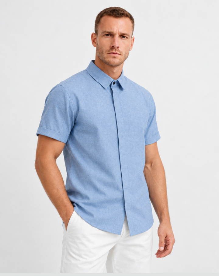 Men's Short Sleeve Shirt Regular Fit Classic Collar Summer