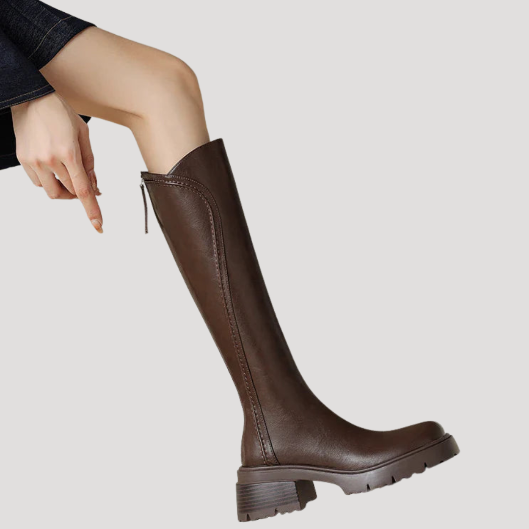 Women's High Boots with Thick Square Heel