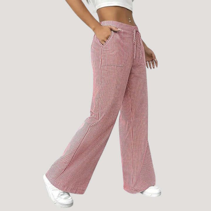 Women's Casual Wide Leg Striped Pants