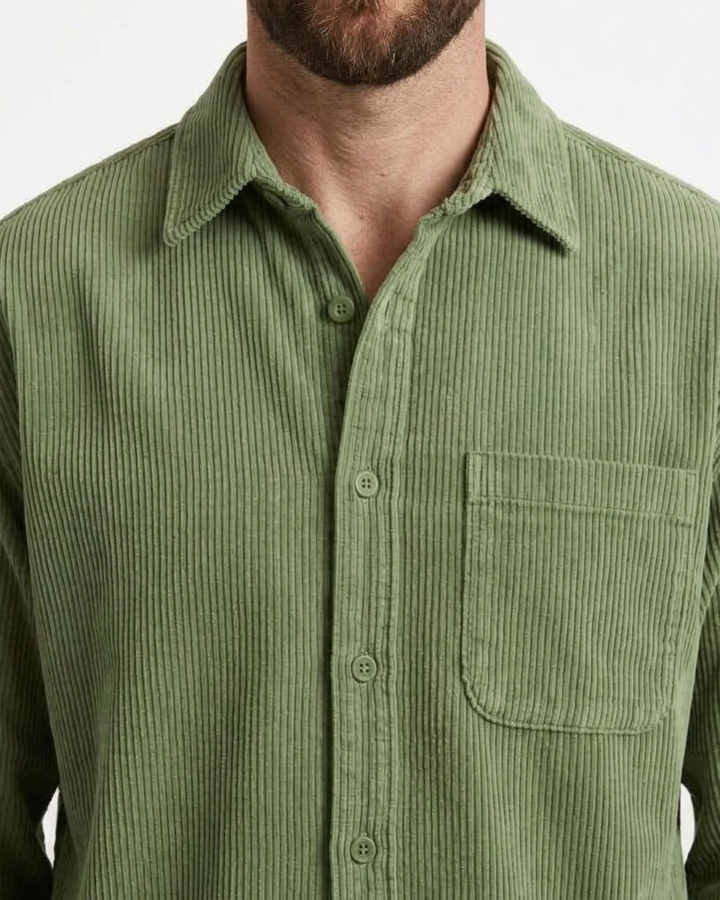 Textured Button-Front Overshirt For Men