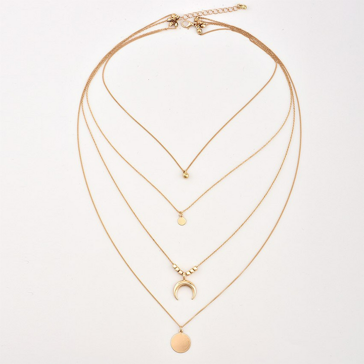 Boho Necklace with Layered Moon Design, view 5 - Elena Harper