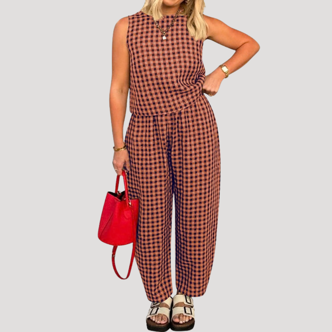 Women's Checkered Casual Set