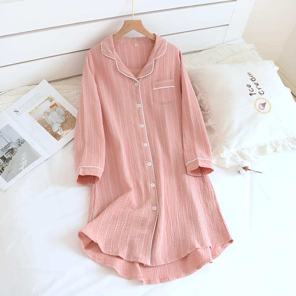 Pastel Stripe Cotton Nightgown