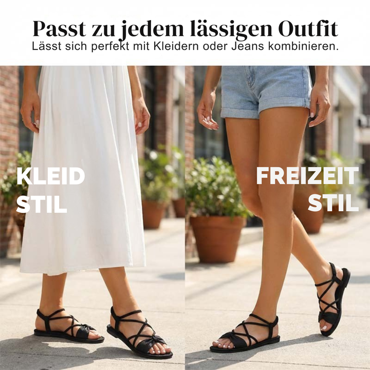 Hasmien Flat Sandals with Crossed Straps - Elena Harper