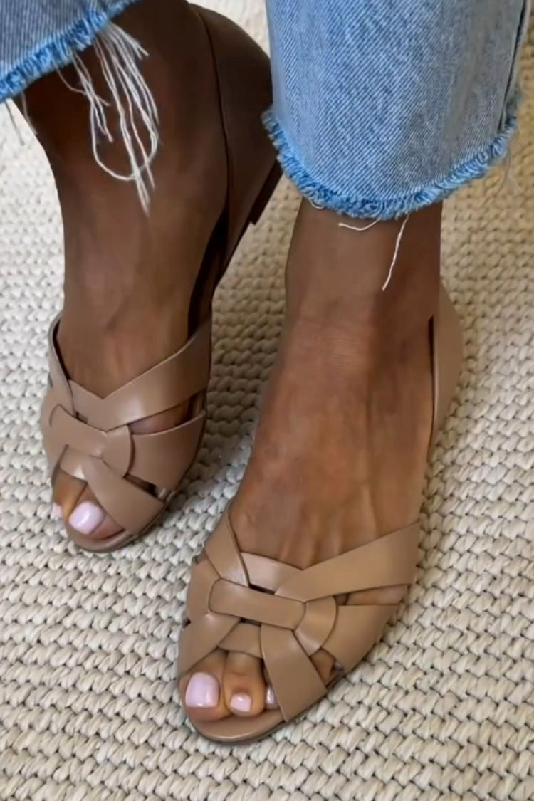 Serafina | Flat Open Toe Woven Nature Sandals