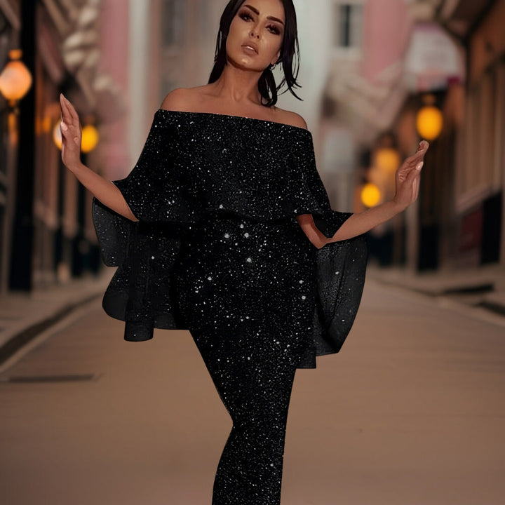 Women's Elegant Off-Shoulder Ruffle Dress