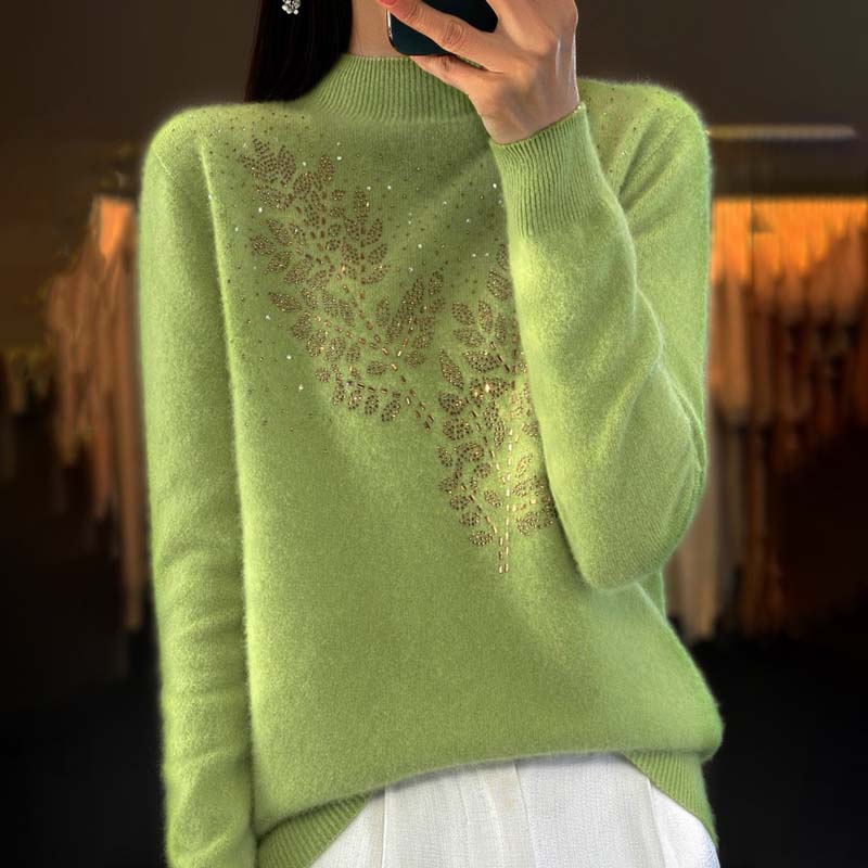 Knit Pullover with Leaf Pattern