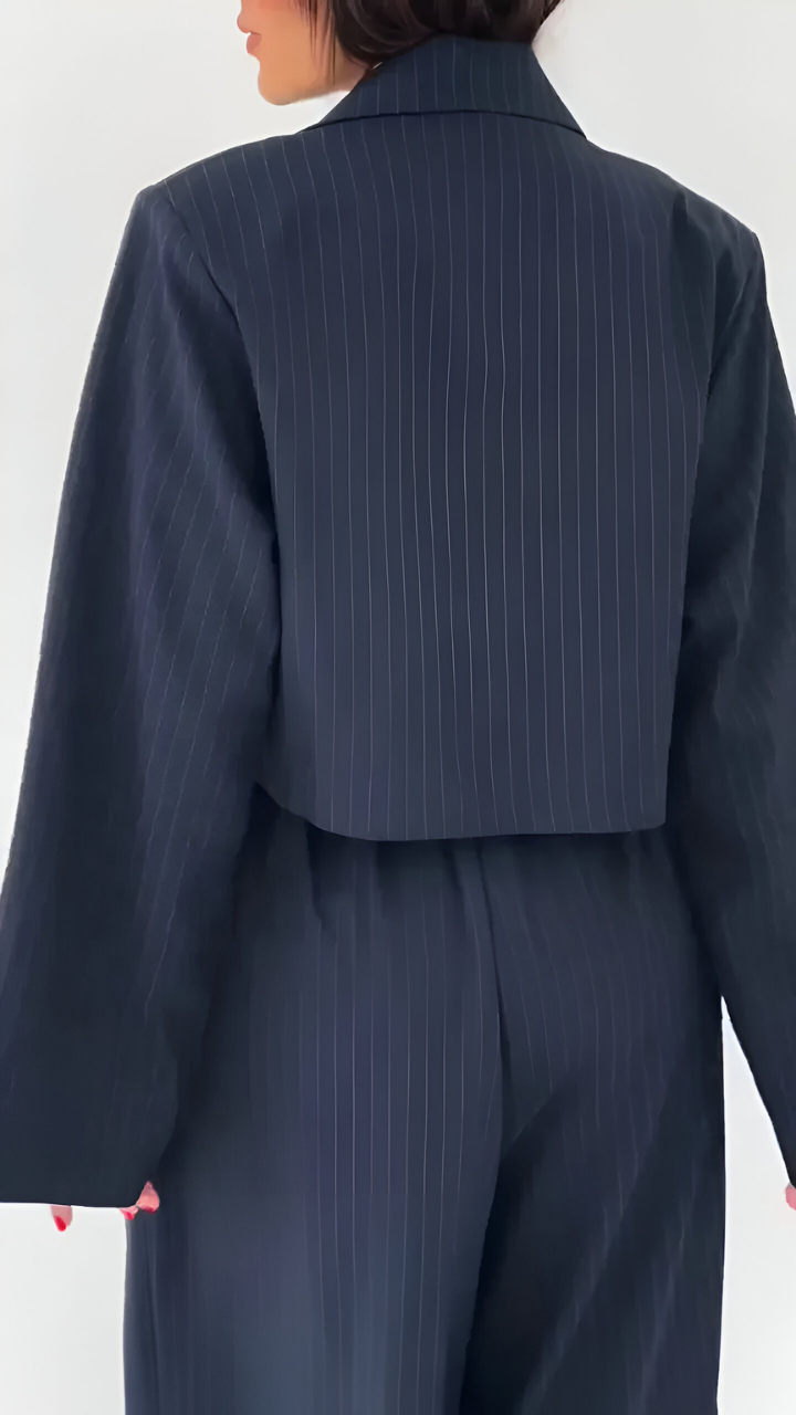 Zara™ | Two-Piece Set with Wide Trousers and Cropped Blazer
