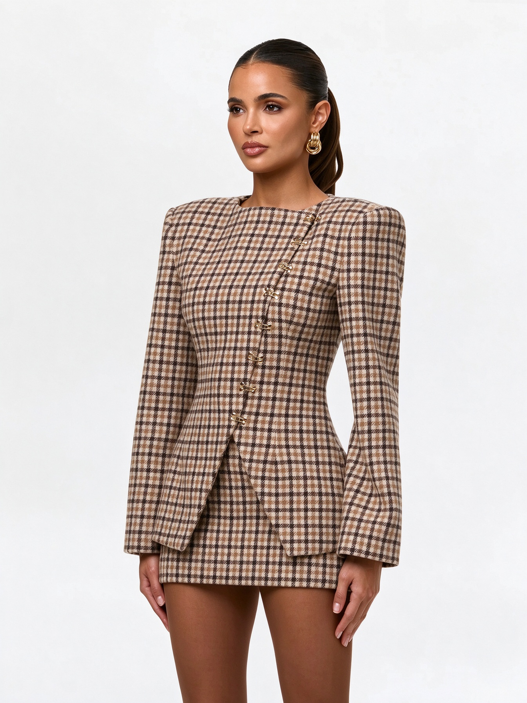 Plaid Hourglass Blazer Jacket