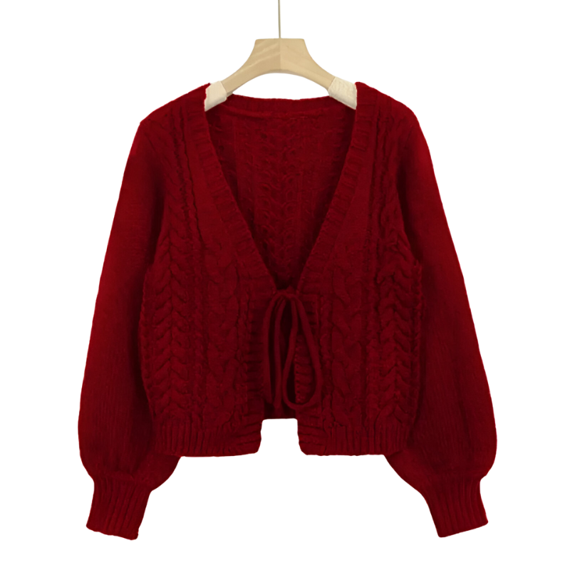 Sofia™ | Knitted Cardigan with Bow Closure