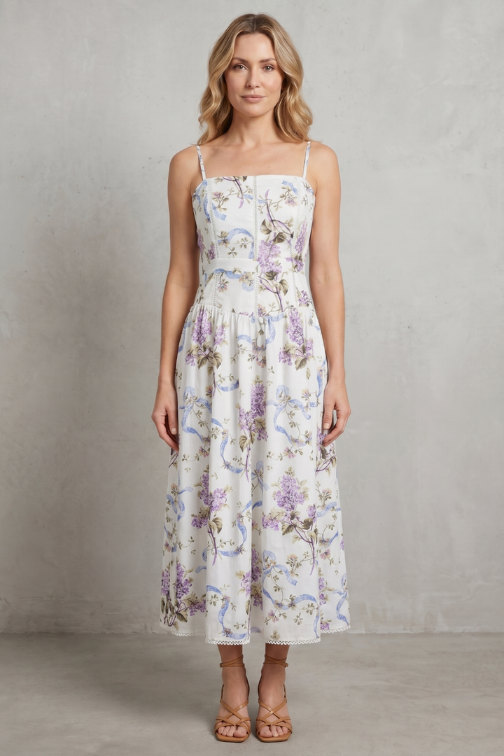 Parven – Sculpted corset bloom – Floral midi dress