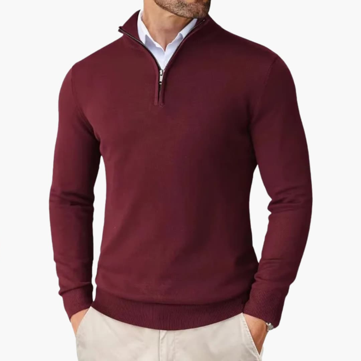 Men's Quarter Zip Pullover Top Refined Casual Style, view 3 - Elena Harper