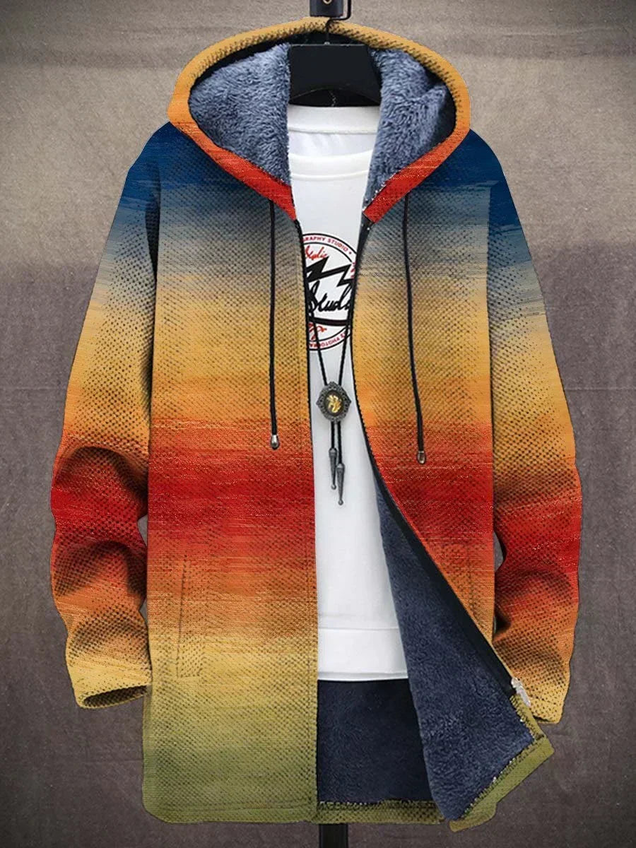 Women's Hooded Jacket with Artistic Print Warm Streetwear Fleece Jacket, view 6 - Elena Harper