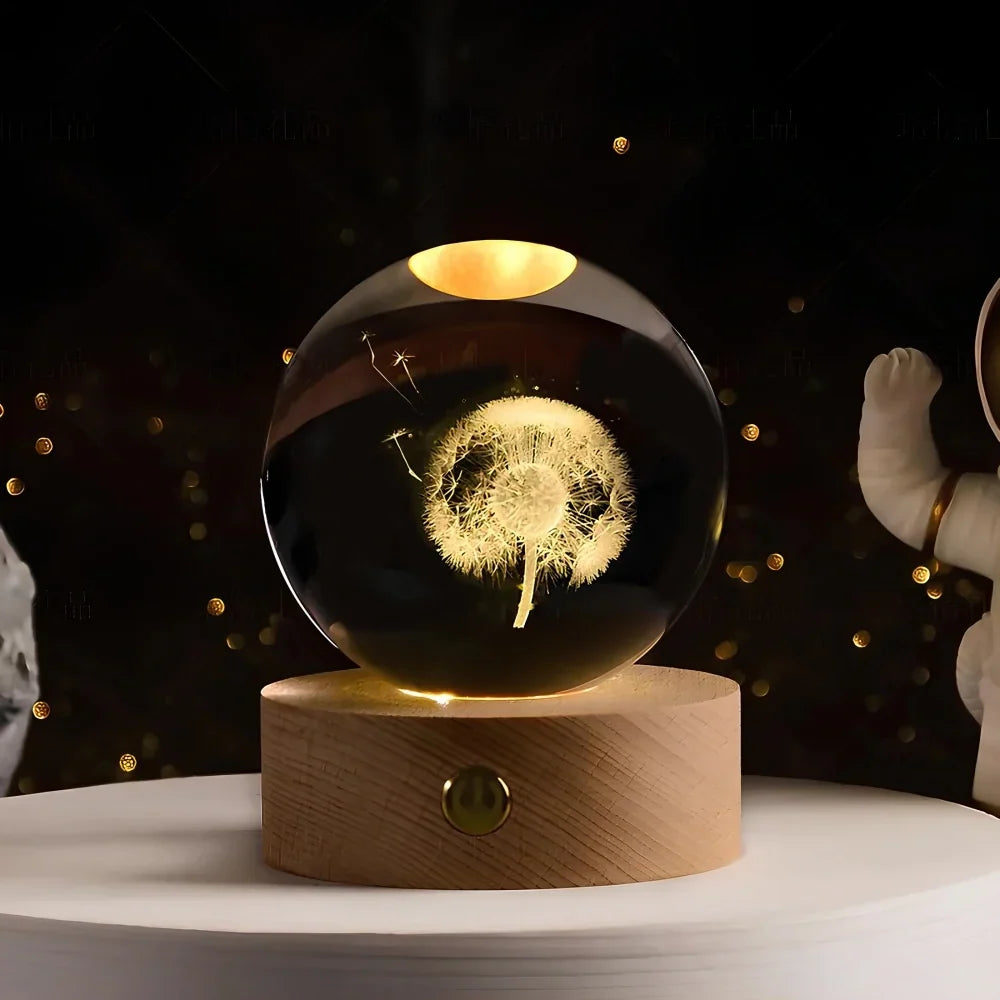 Glowing Crystal Ball with 3D Engraving Night Light