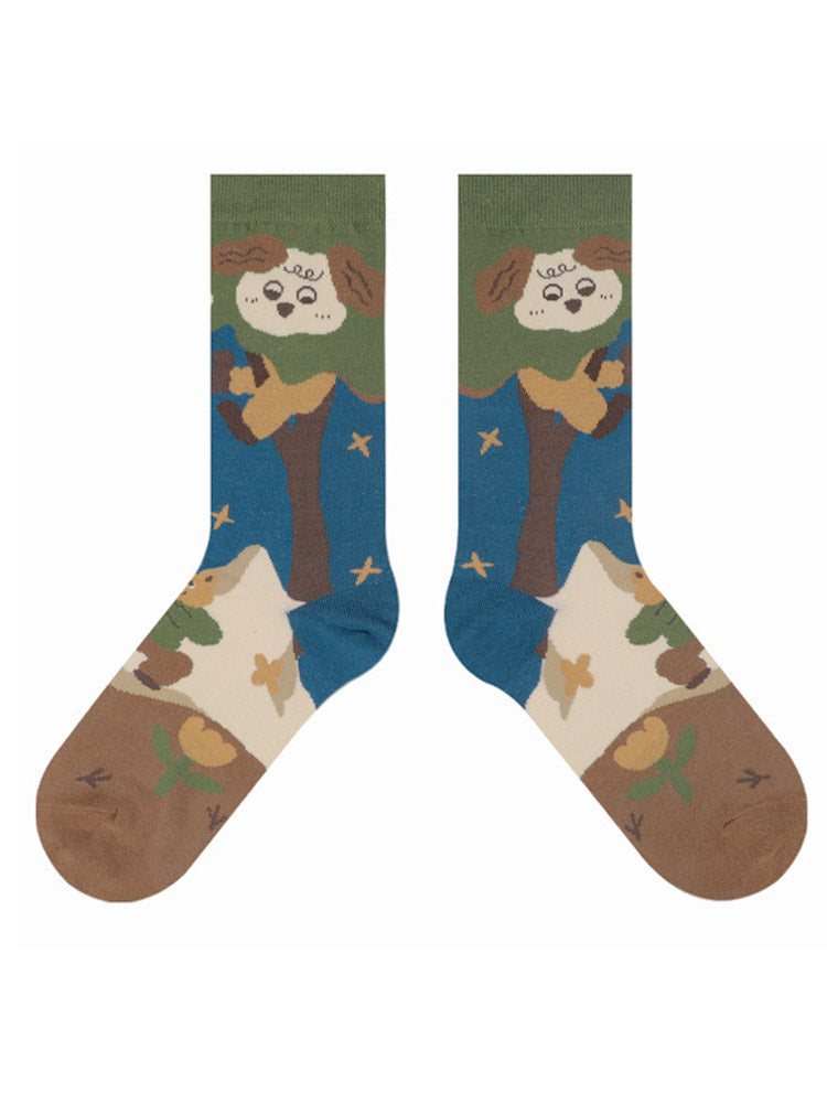 Cute Cartoon Kitty Pattern Cotton Socks