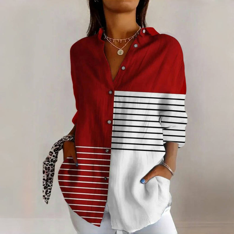 Striped Color Block Shirt, view 2 - Elena Harper