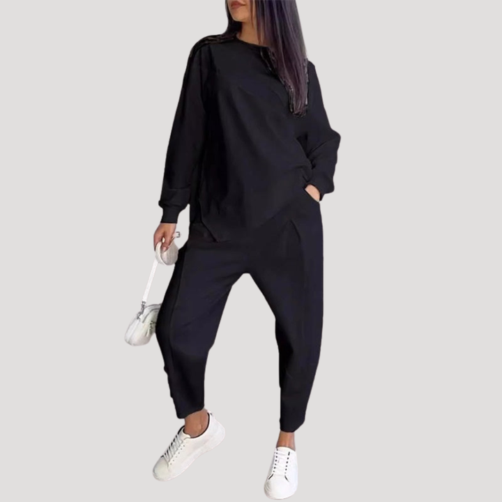 Women's Pantsuit with Asymmetrical Top