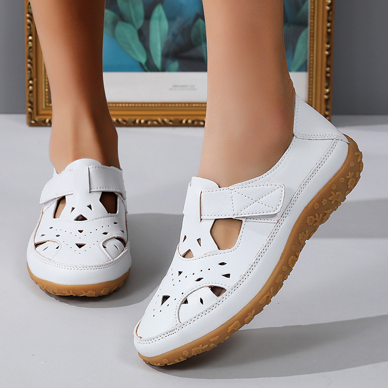 Comfortable Summer Shoes with Velcro and Perforated Design EB