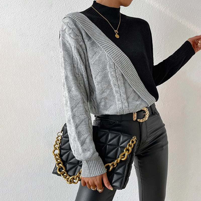 Casual Knit Patchwork Pullover