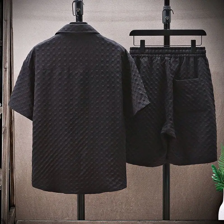 Complete Men's Two-Piece Honeycomb Fabric Set – Comfortable Fit