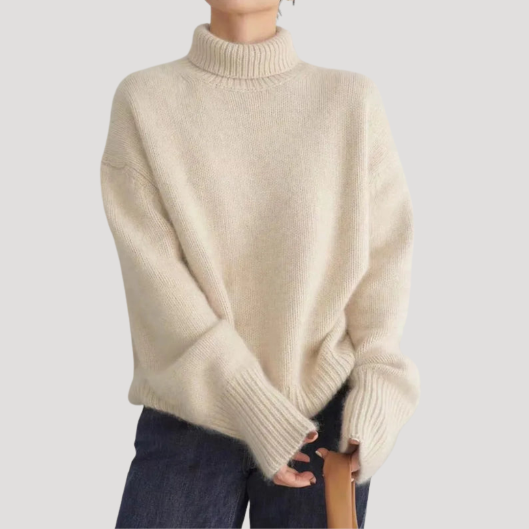 Oversized Thick Knit Turtleneck Sweater for Women