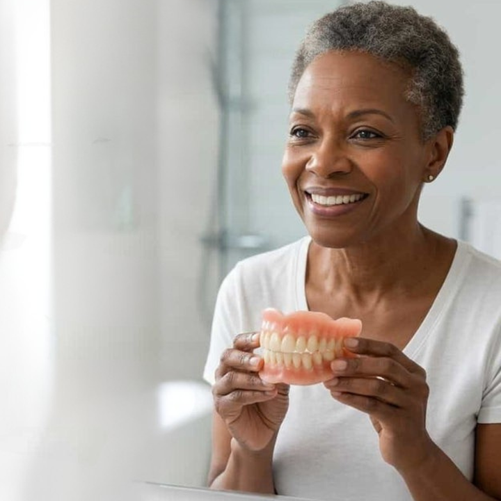 Removable Denture Set with Upper and Lower Teeth, Heat-Mouldable