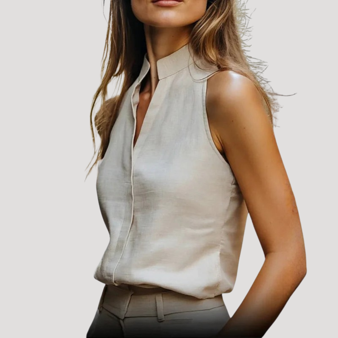 Chic Sleeveless Split Collar Women's Blouse
