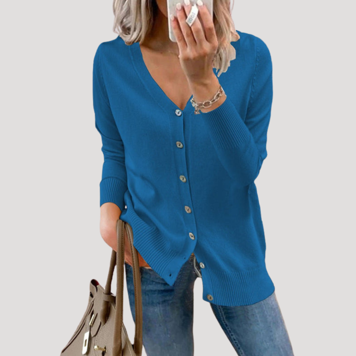 Women's V-Neck Buttoned Cardigan