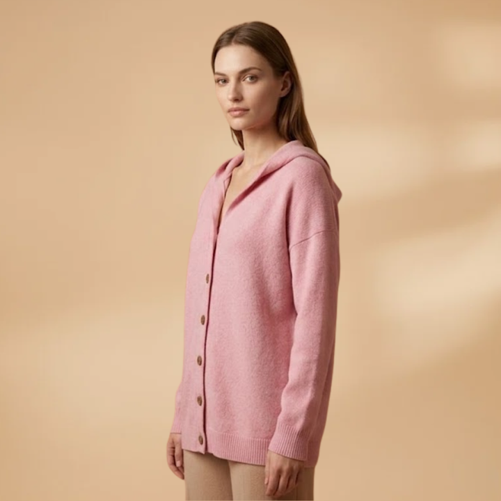 Women's Cardigan with Hood and Button Closure