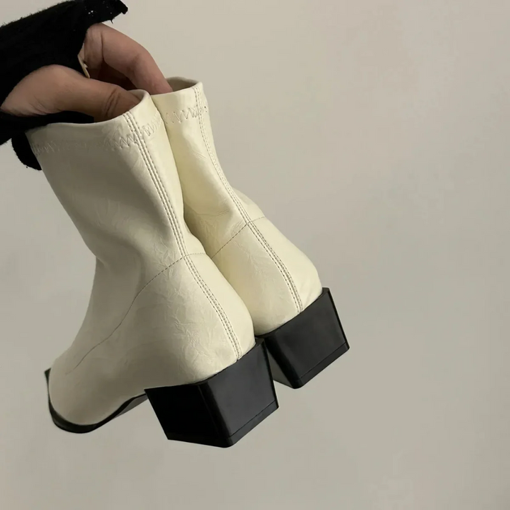 Daniela Elegant Women's Ankle Boots with Pointed Toe and Block Heel, view 2 - Elena Harper