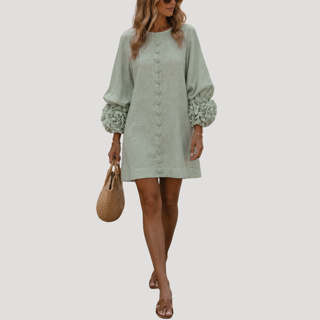 Women's Flared Mini Button Dress
