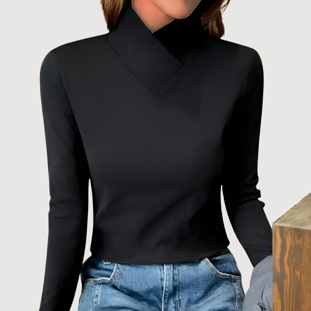 Mirah Elegant Collar Top, view 2 - Elena Harper