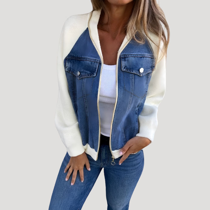 Zipped Denim Jacket for Women, view 2 - Elena Harper