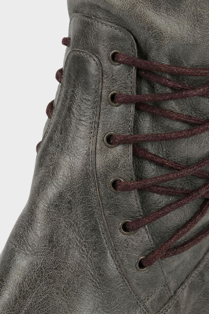 Women's Calf-Height Lace-Up Boots | Round Toe