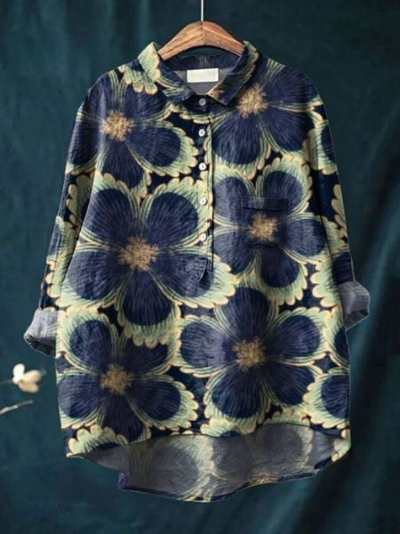 Bella | Women's Floral Button Front Pocket Blouse