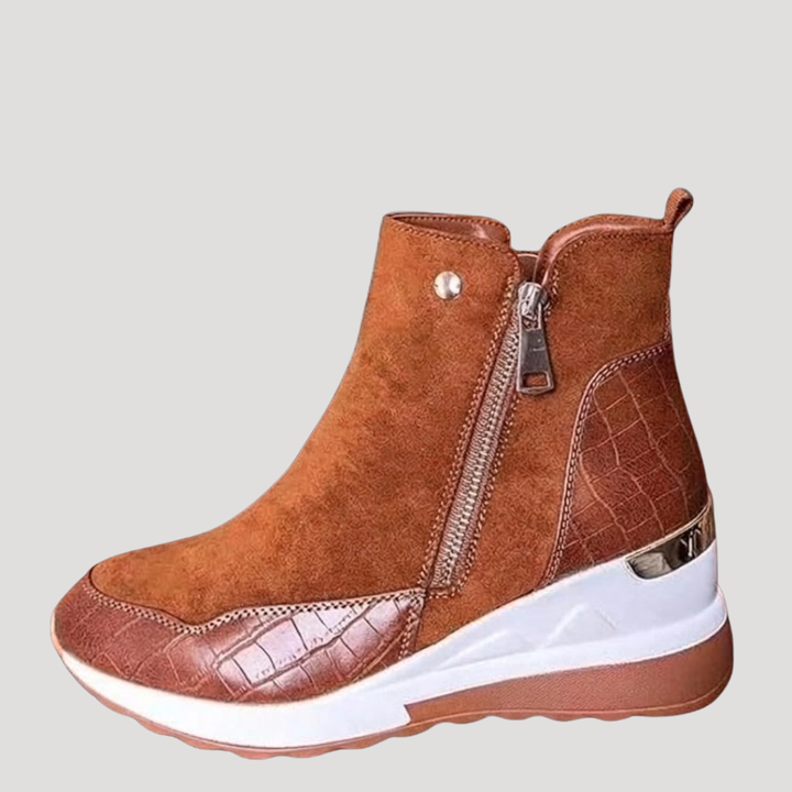 Women's Zip Ankle Boots with Wedge Sole